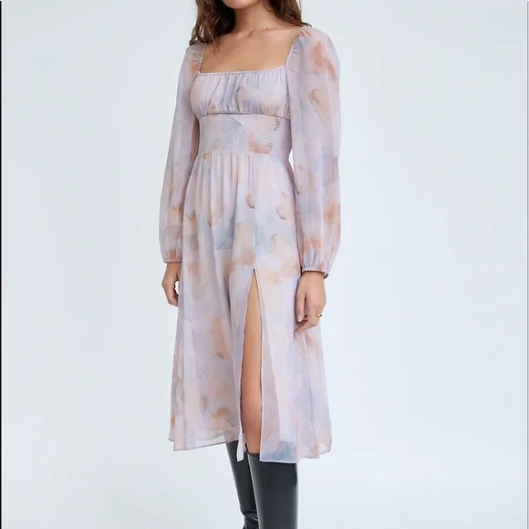 Aritzia Wilfred Bella Slit Dress Light Birch/Pale Sky - Picture 1 of 11